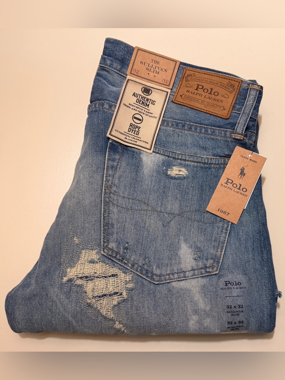 Ralph Lauren Polo Sullivan Slim Distressed Jeans - Blue(brand new)